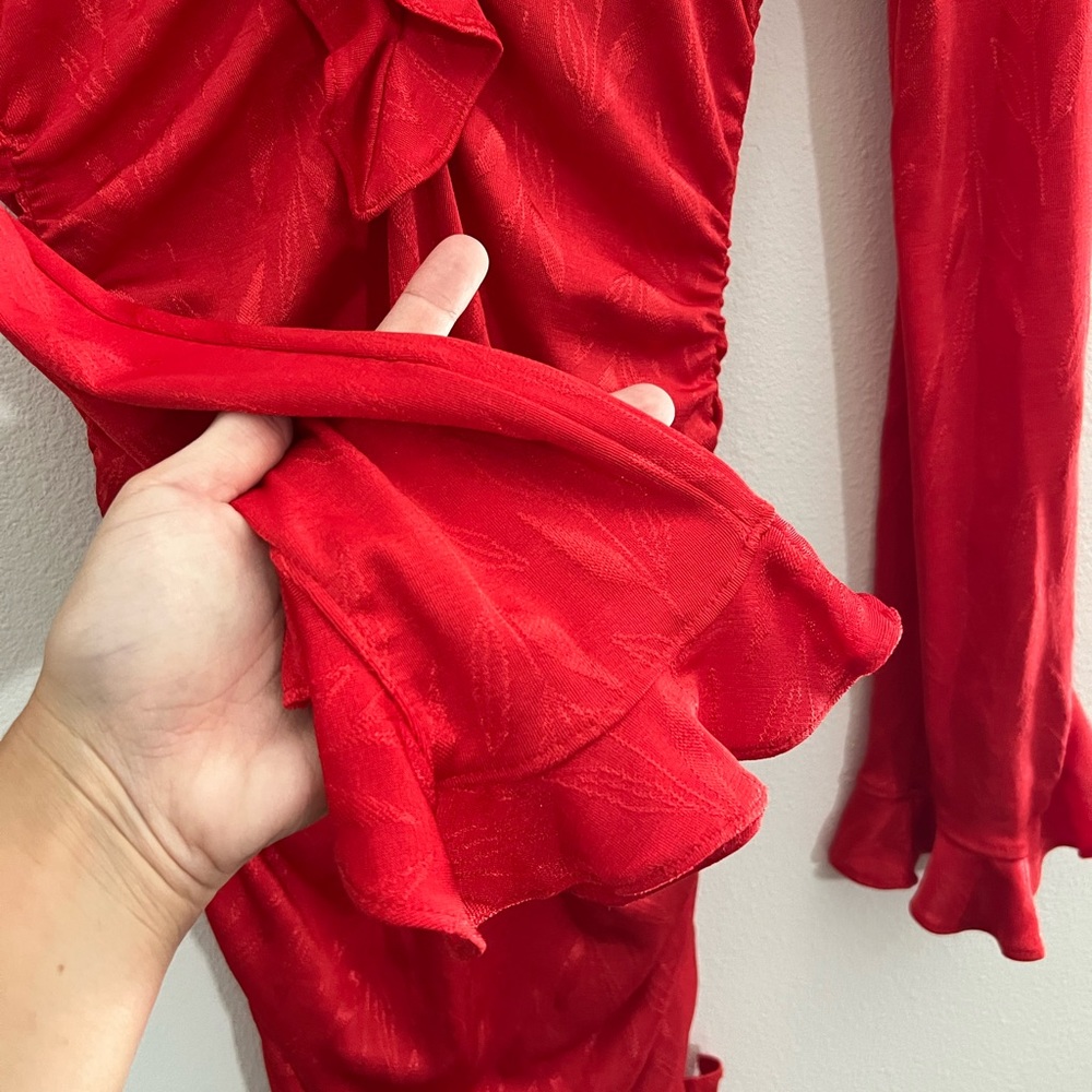 ZARA Red Ruffle Midi- New - Picture 3 of 5